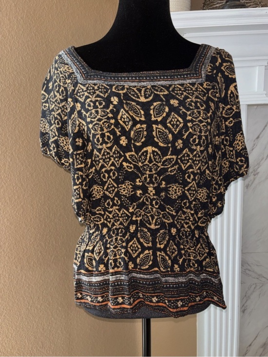 Democracy Tops - Democracy black and orange patterned top with a boho vibe Size XS #boho